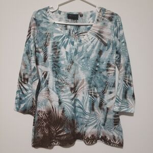 3/25$ Orly 3/4 sleeve top tropical print medium